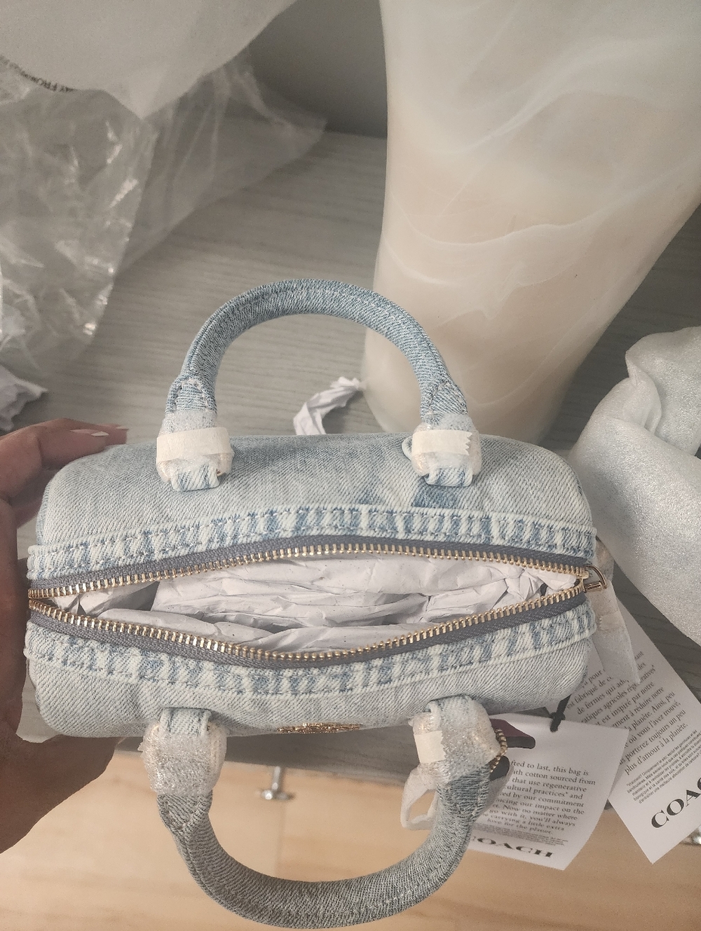 NWT Coach Loved Denim Mini Rowan Crossbody - Blue Denim SAME DAY SHIP - Picture 11 of 12
